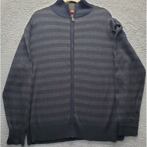 Reunion Sweater Mens XL Multi Striped Knitted Long Sleeve Mock Neck Full Zipper